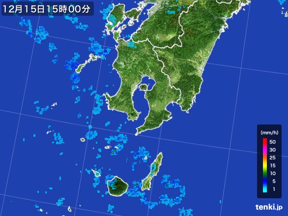 鹿児島県の雨雲レーダー(2016年12月15日)