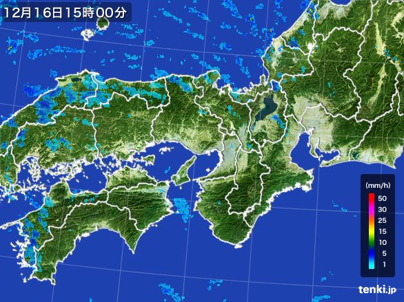 近畿地方の雨雲レーダー(2016年12月16日)