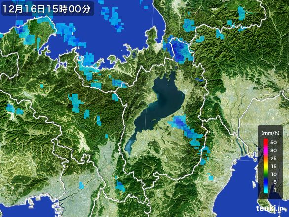 滋賀県の雨雲レーダー(2016年12月16日)