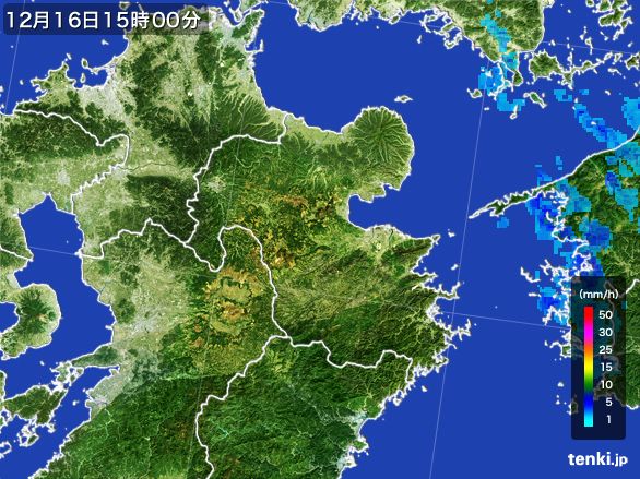 大分県の雨雲レーダー(2016年12月16日)