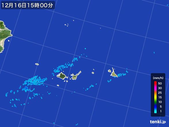 宮古・石垣・与那国(沖縄県)の雨雲レーダー(2016年12月16日)