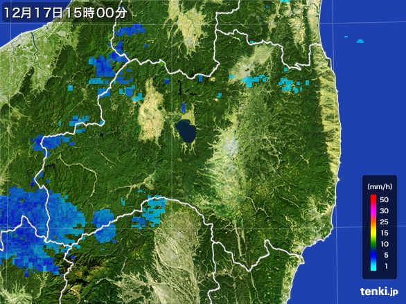 福島県の雨雲レーダー(2016年12月17日)