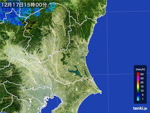 茨城県の雨雲レーダー(2016年12月17日)