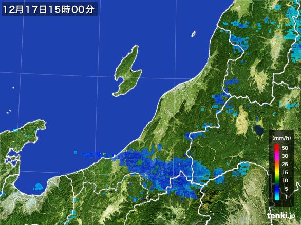 新潟県の雨雲レーダー(2016年12月17日)