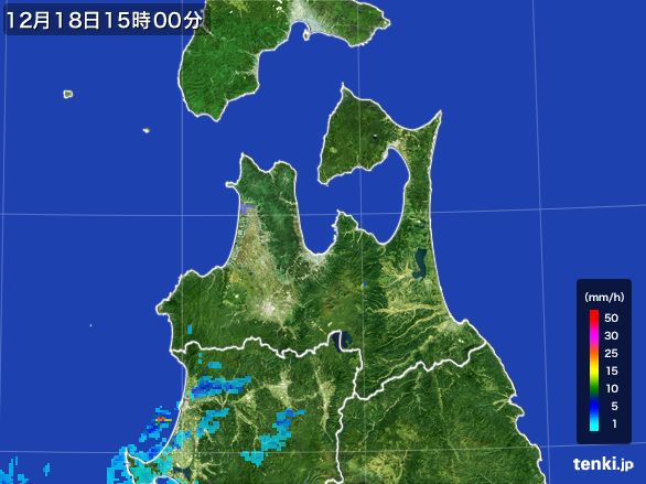 青森県の雨雲レーダー(2016年12月18日)
