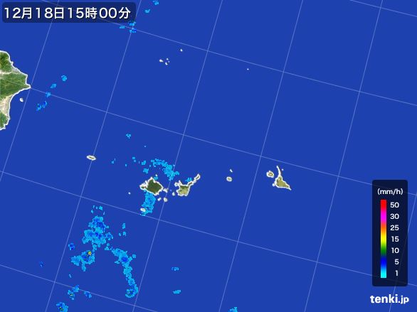 宮古・石垣・与那国(沖縄県)の雨雲レーダー(2016年12月18日)