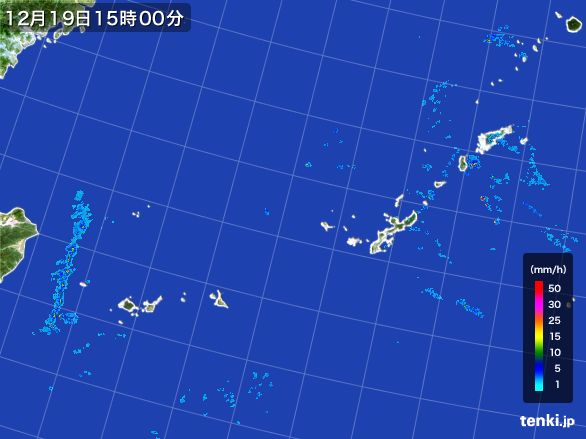 沖縄地方の雨雲レーダー(2016年12月19日)