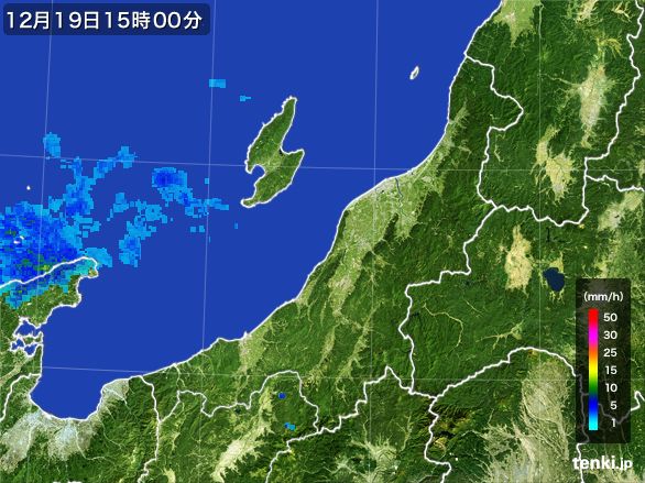 新潟県の雨雲レーダー(2016年12月19日)