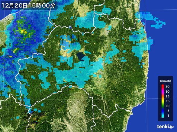 福島県の雨雲レーダー(2016年12月20日)