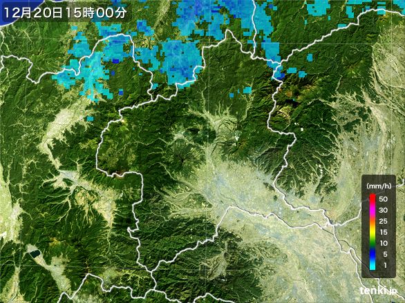 群馬県の雨雲レーダー(2016年12月20日)