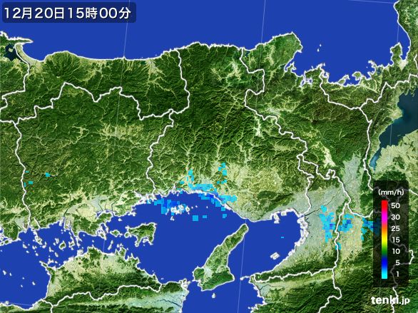 兵庫県の雨雲レーダー(2016年12月20日)