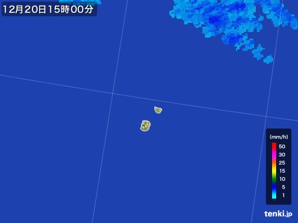 南大東島(沖縄県)の雨雲レーダー(2016年12月20日)
