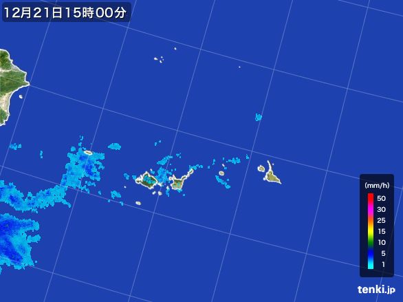 宮古・石垣・与那国(沖縄県)の雨雲レーダー(2016年12月21日)