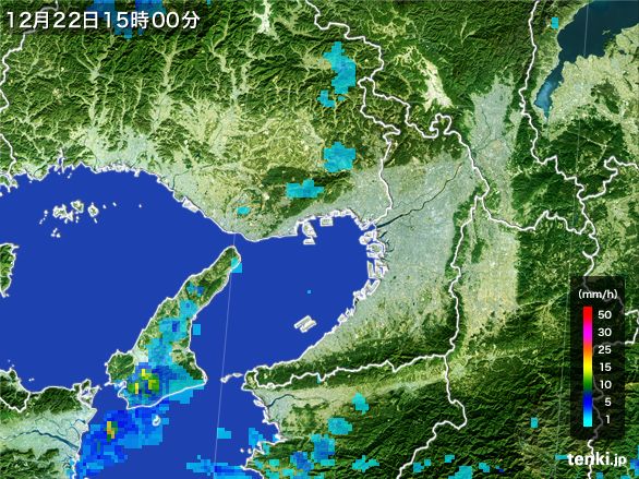 大阪府の雨雲レーダー(2016年12月22日)