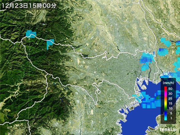 東京都の雨雲レーダー(2016年12月23日)