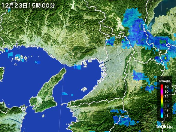 大阪府の雨雲レーダー(2016年12月23日)