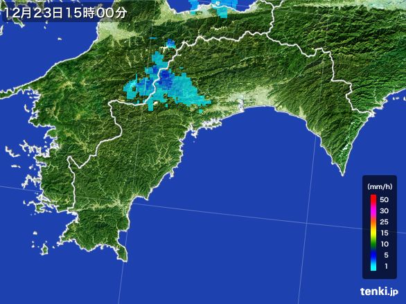 高知県の雨雲レーダー(2016年12月23日)