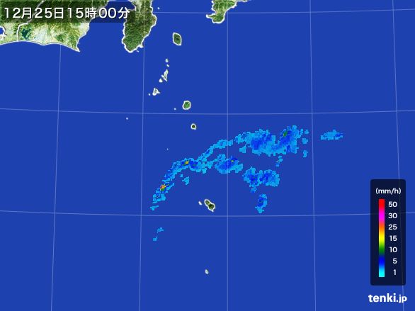 伊豆諸島(東京都)の雨雲レーダー(2016年12月25日)