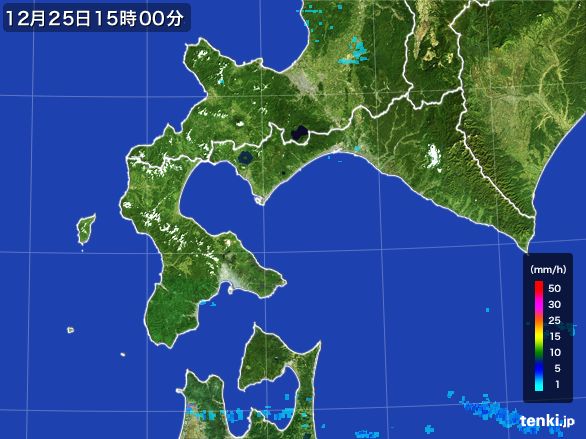 道南の雨雲レーダー(2016年12月25日)