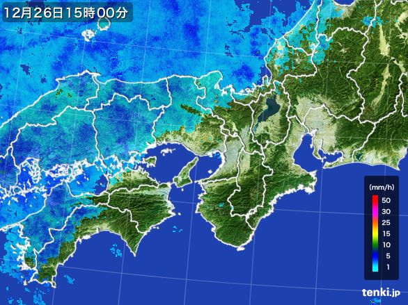 近畿地方の雨雲レーダー(2016年12月26日)