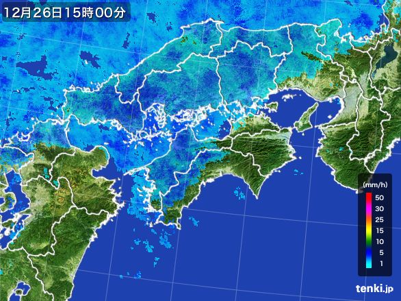 四国地方の雨雲レーダー(2016年12月26日)