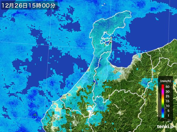 石川県の雨雲レーダー(2016年12月26日)