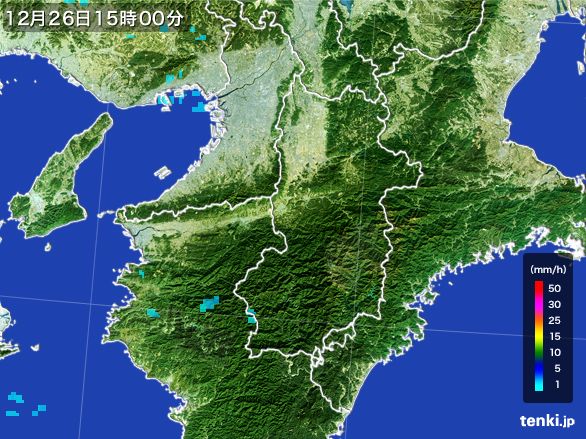 奈良県の雨雲レーダー(2016年12月26日)