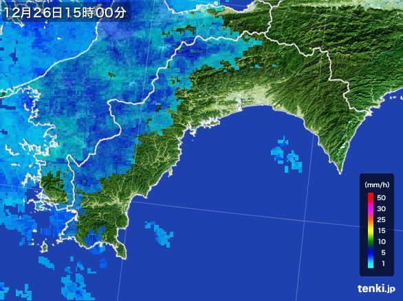 高知県の雨雲レーダー(2016年12月26日)