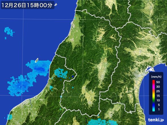 山形県の雨雲レーダー(2016年12月26日)