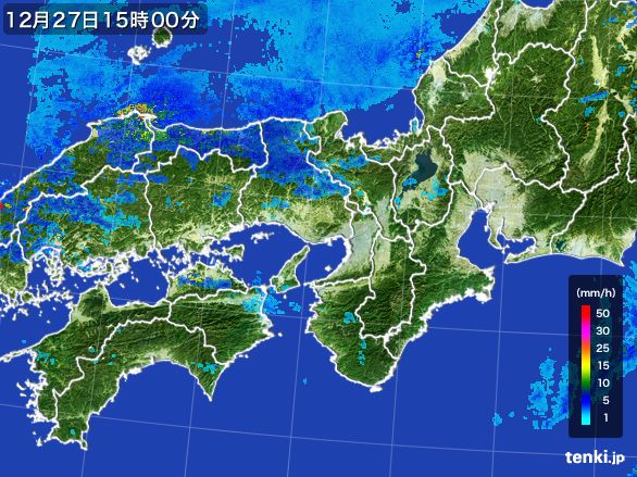 近畿地方の雨雲レーダー(2016年12月27日)