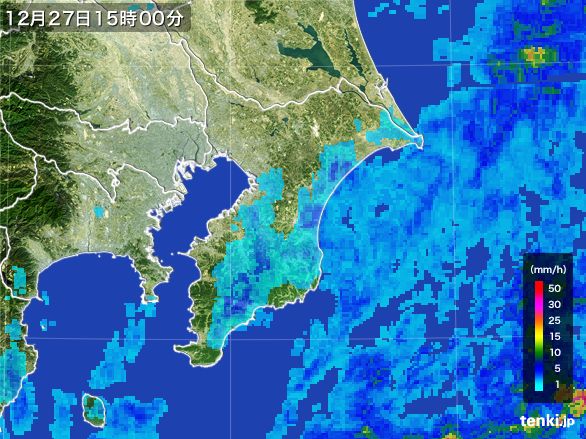 千葉県の雨雲レーダー(2016年12月27日)