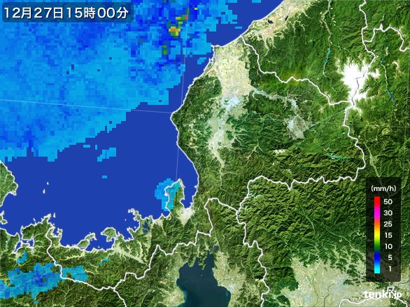 福井県の雨雲レーダー(2016年12月27日)