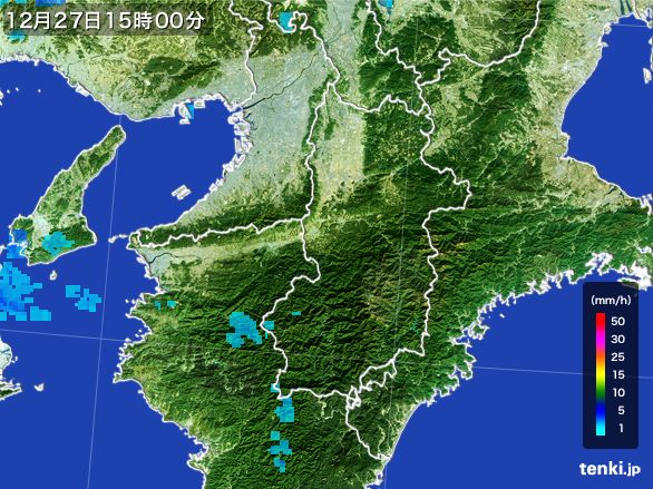 奈良県の雨雲レーダー(2016年12月27日)