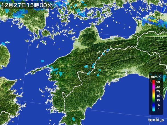 愛媛県の雨雲レーダー(2016年12月27日)