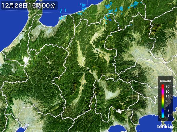 長野県の雨雲レーダー(2016年12月28日)