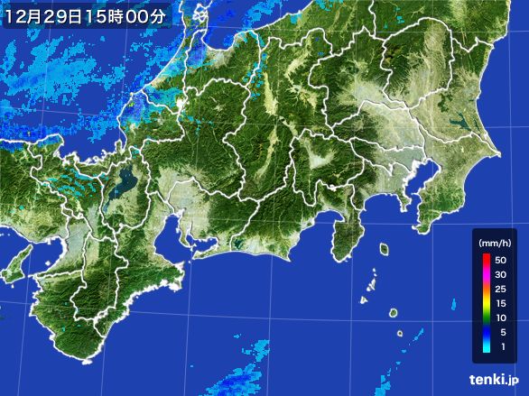 東海地方の雨雲レーダー(2016年12月29日)