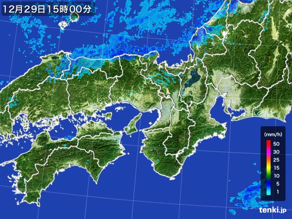 近畿地方の雨雲レーダー(2016年12月29日)