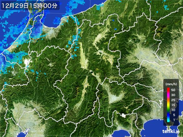 長野県の雨雲レーダー(2016年12月29日)