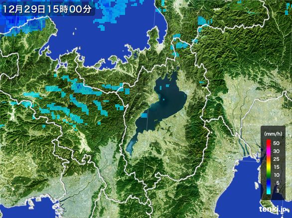 滋賀県の雨雲レーダー(2016年12月29日)