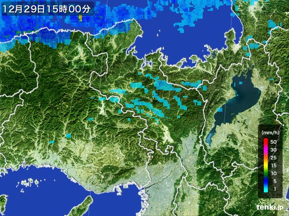 京都府の雨雲レーダー(2016年12月29日)