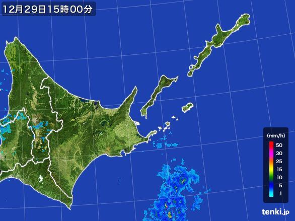 道東の雨雲レーダー(2016年12月29日)