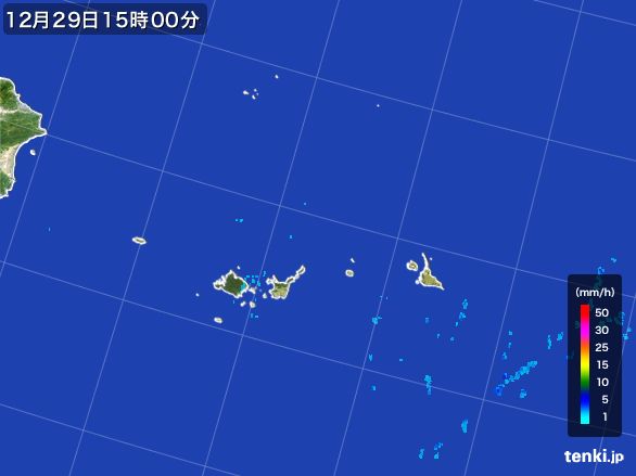 宮古・石垣・与那国(沖縄県)の雨雲レーダー(2016年12月29日)