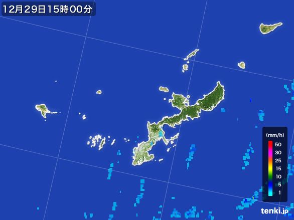 沖縄県の雨雲レーダー(2016年12月29日)
