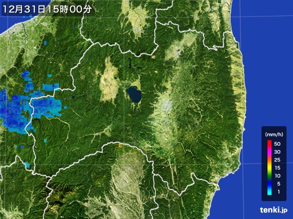 福島県の雨雲レーダー(2016年12月31日)