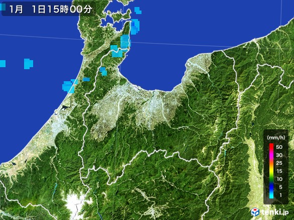 富山県の雨雲レーダー(2017年01月01日)