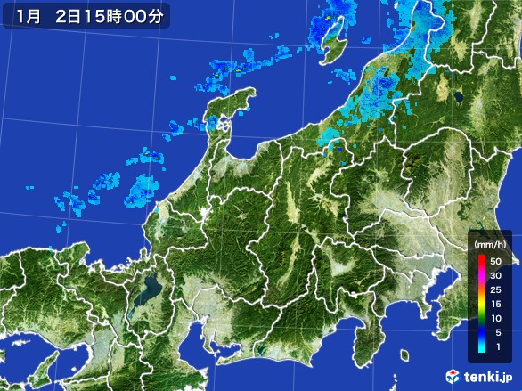 北陸地方の雨雲レーダー(2017年01月02日)