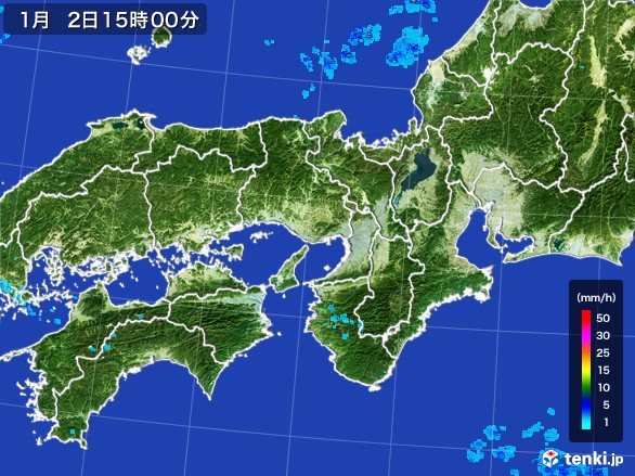 近畿地方の雨雲レーダー(2017年01月02日)