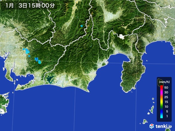 静岡県の雨雲レーダー(2017年01月03日)