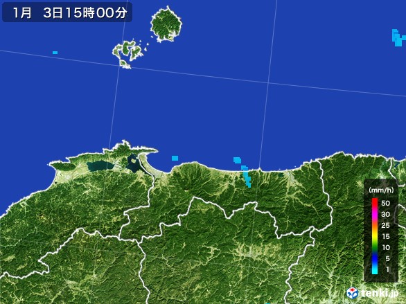 鳥取県の雨雲レーダー(2017年01月03日)