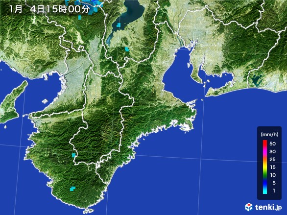 三重県の雨雲レーダー(2017年01月04日)